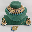 Rajwadi Collection Sparkling Crystal Pearl And Beads Choker Necklace Set