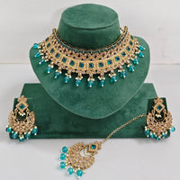 Rajwadi Collection Sparkling Crystal Pearl And Beads Choker Necklace Set