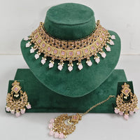 Rajwadi Collection Sparkling Crystal Pearl And Beads Choker Necklace Set