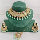 Rajwadi Collection Sparkling Crystal Pearl And Beads Choker Necklace Set