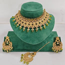 Rajwadi Collection Sparkling Crystal Pearl And Beads Choker Necklace Set