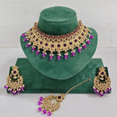 Rajwadi Collection Sparkling Crystal Pearl And Beads Choker Necklace Set