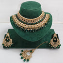 Rajwadi Collection Sparkling Crystal Pearl And Beads Choker Necklace Set