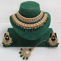 Rajwadi Collection Sparkling Crystal Pearl And Beads Choker Necklace Set