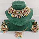 Rajwadi Collection Sparkling Crystal Pearl And Beads Choker Necklace Set