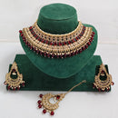 Rajwadi Collection Sparkling Crystal Pearl And Beads Choker Necklace Set