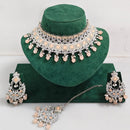 Rajwadi Collection Sparkling Crystal Pearl And Beads Choker Necklace Set