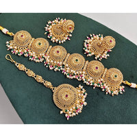 Rajwadi Collection Sparkling Pota Stone And Pearl Necklace Set
