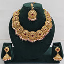 Rajwadi Collection Sparkling Pota Stone And Pearl Necklace Set