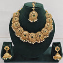 Rajwadi Collection Sparkling Pota Stone And Pearl Necklace Set