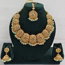 Rajwadi Collection Sparkling Pota Stone And Pearl Necklace Set
