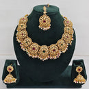Rajwadi Collection Sparkling Pota Stone And Pearl Necklace Set