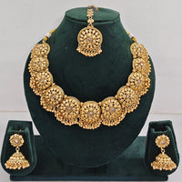Rajwadi Collection Sparkling Pota Stone And Pearl Necklace Set