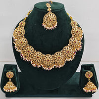 Rajwadi Collection Sparkling Pota Stone And Pearl Necklace Set