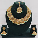 Rajwadi Collection Sparkling Pota Stone And Pearl Necklace Set