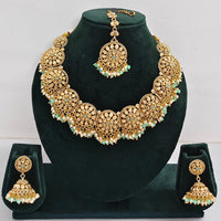 Rajwadi Collection Sparkling Pota Stone And Pearl Necklace Set