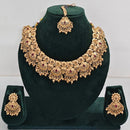 Rajwadi Collection Sparkling Pota Stone And Pearl Necklace Set