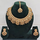 Rajwadi Collection Sparkling Pota Stone And Pearl Necklace Set
