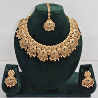 Rajwadi Collection Sparkling Pota Stone And Pearl Necklace Set