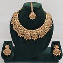 Rajwadi Collection Sparkling Pota Stone And Pearl Necklace Set