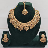 Rajwadi Collection Sparkling Pota Stone And Pearl Necklace Set
