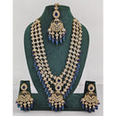 Rajwadi Collection Sparkling Crystal Stone Pearl And Beads Long Necklace Set
