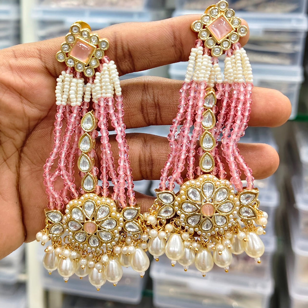 Rajwadi Collection Elegant Pota And Pearl Designer Dangler Earrings