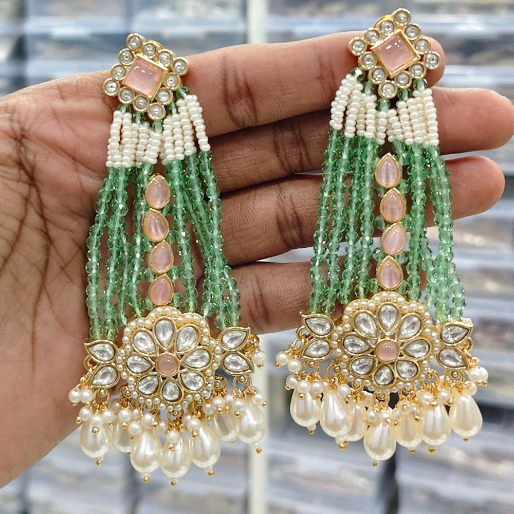 Rajwadi Collection Elegant Pota And Pearl Designer Dangler Earrings