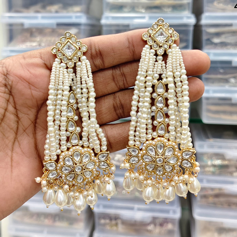 Rajwadi Collection Elegant Pota And Pearl Designer Dangler Earrings