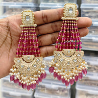 Rajwadi Collection Elegant Pota And Pearl Designer Dangler Earrings