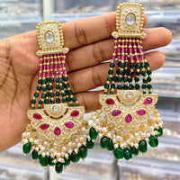 Rajwadi Collection Elegant Pota And Pearl Designer Dangler Earrings