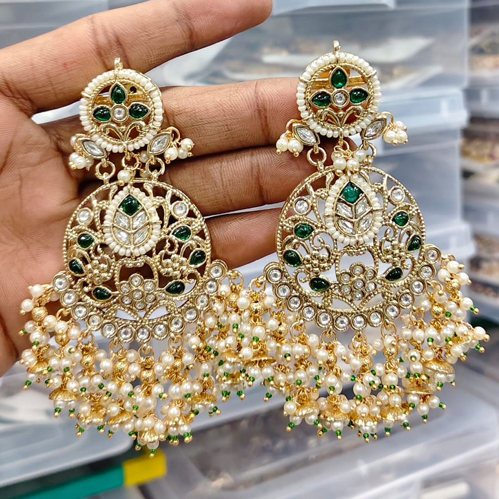 Rajwadi Collection Elegant Pota And Pearl Designer Dangler Earrings