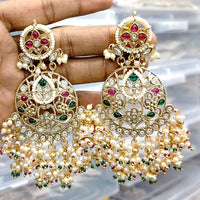 Rajwadi Collection Elegant Pota And Pearl Designer Dangler Earrings