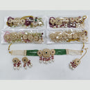 Rajwadi Collection Delicate Pota Stone And Pearl Meenakari Choker Necklace Set