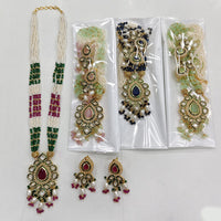 Rajwadi Collection Ethnic Crystal Stone Beads And Pearl Long Necklace Set