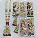 Rajwadi Collection Royal Pota Stone And Pearl Beads Meenakari Long Necklace Set