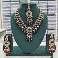 Rajwadi Collection Elegant Pota Stone And Beads Necklace Set