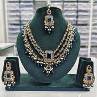 Rajwadi Collection Premium Crystal Pearl And Beads Necklace Set