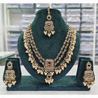Rajwadi Collection Premium Crystal Pearl And Beads Necklace Set