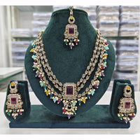 Rajwadi Collection Premium Crystal Pearl And Beads Necklace Set