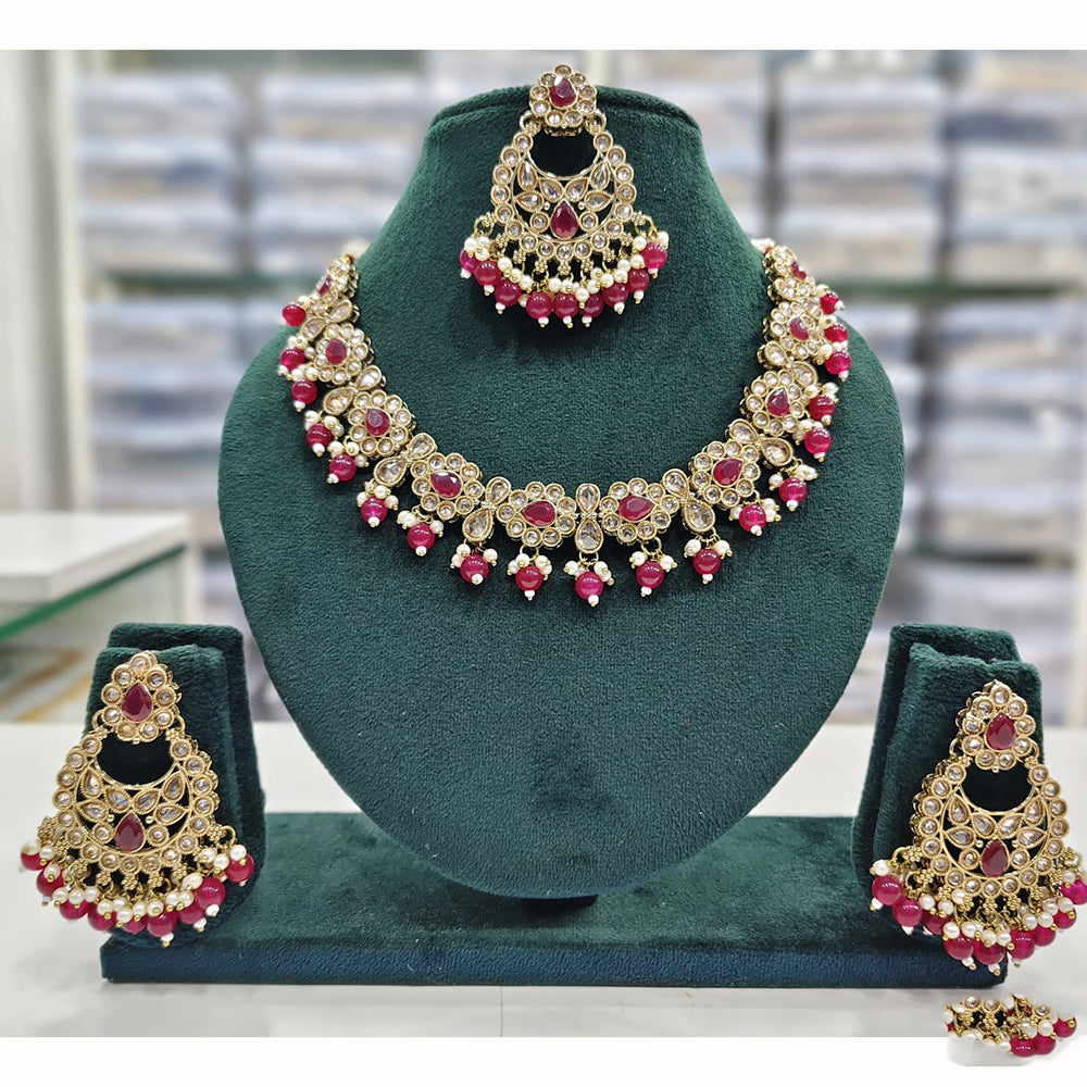 Rajwadi Collection Premium Crystal Pearl And Beads Necklace Set