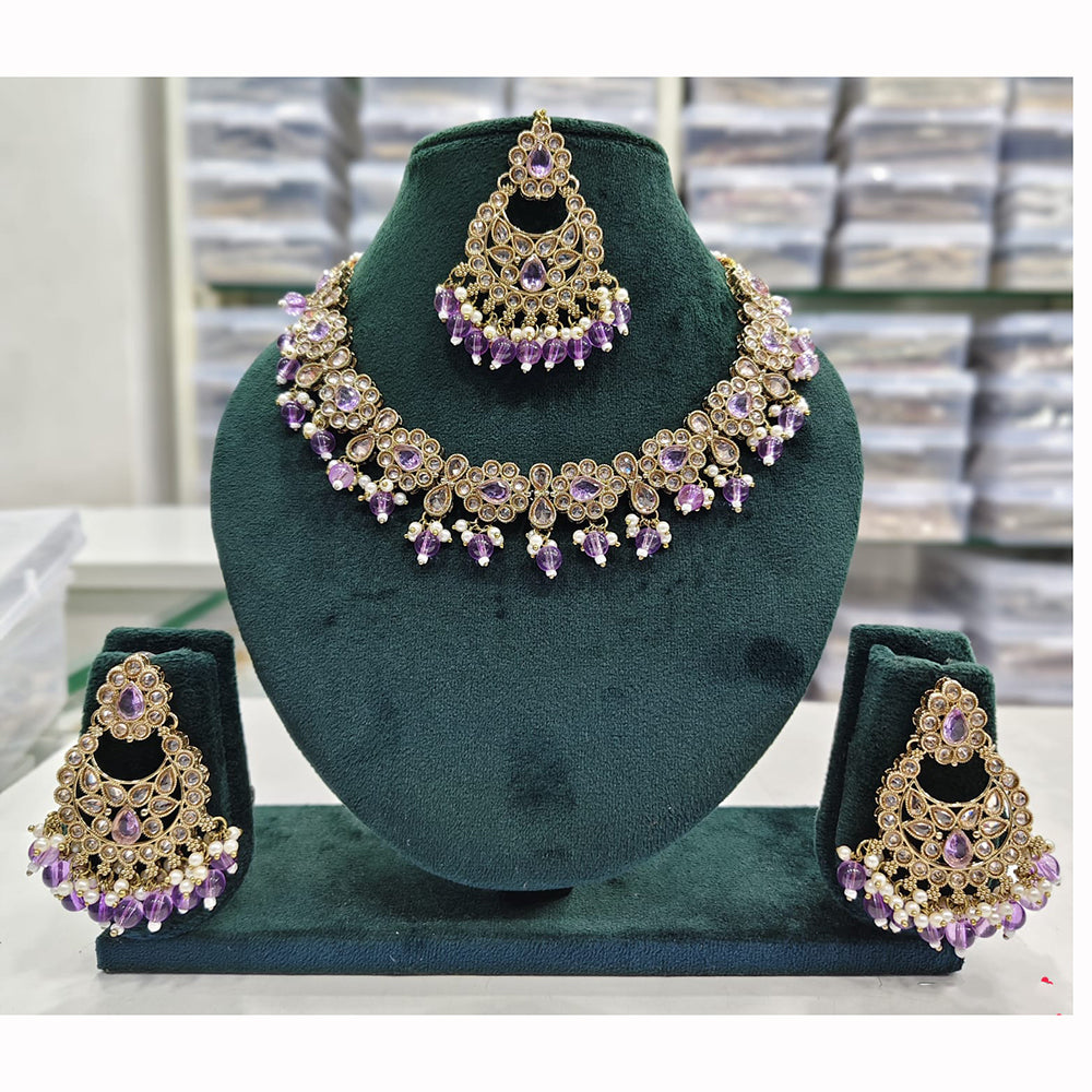 Rajwadi Collection Premium Crystal Pearl And Beads Necklace Set