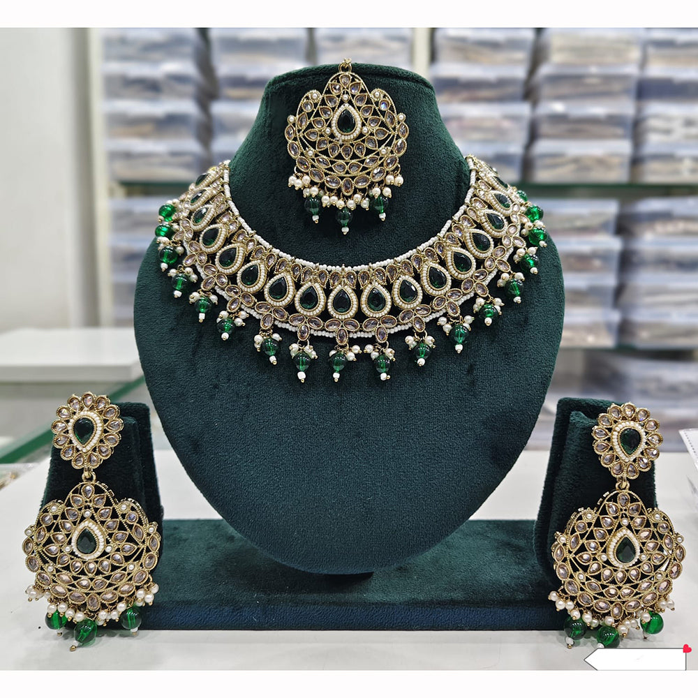 Rajwadi Collection Premium Crystal Pearl And Beads Necklace Set