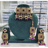 Rajwadi Collection Premium Crystal Pearl And Beads Choker Necklace Set