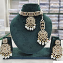Rajwadi Collection Premium Crystal Pearl And Beads Choker Necklace Set