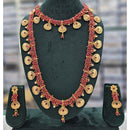 Rajwadi Collection Heritage Pota Stone And Pearl Dual Necklace Set