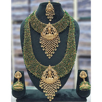 Rajwadi Collection Heritage Pota Stone And Pearl Temple Dual Necklace Set