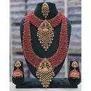 Rajwadi Collection Heritage Pota Stone And Pearl Temple Dual Necklace Set