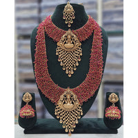 Rajwadi Collection Heritage Pota Stone And Pearl Temple Dual Necklace Set