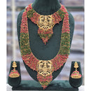 Rajwadi Collection Heritage Pota Stone And Pearl Temple Dual Necklace Set